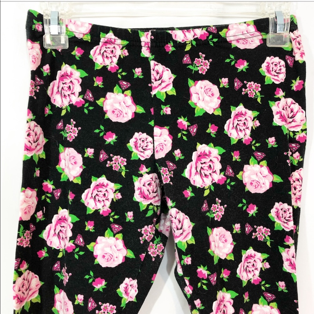 BLACK & PINK ROSE LEGGINGS - Picture 2 of 3